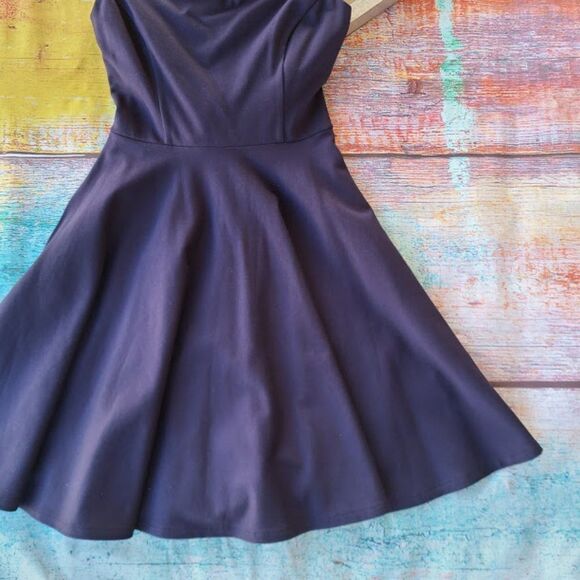 Modcloth Navy Forever Fave Scalloped Off the Shoulder A-line Midi Dress Small - Picture 7 of 12